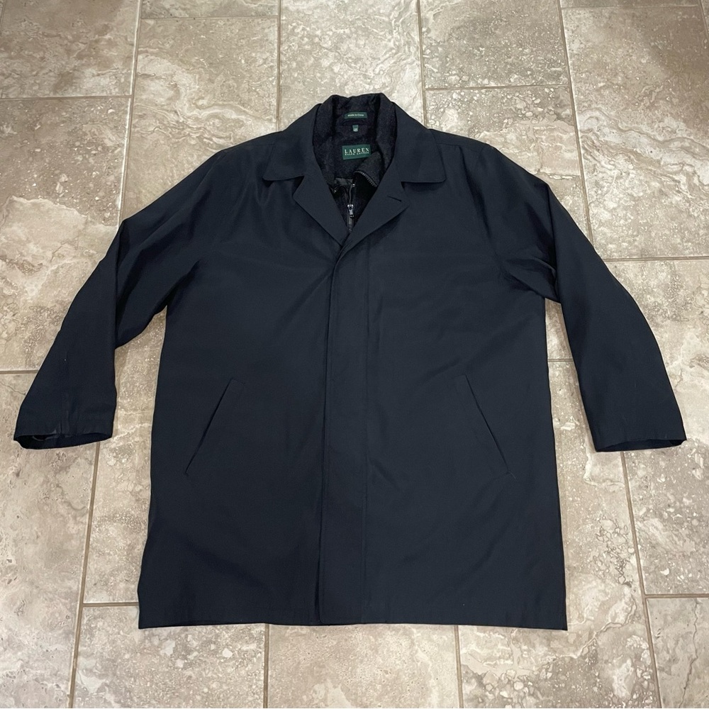 Ralph Lauren Men’s Black Trench Coat Removable warmer Size‎ 48R